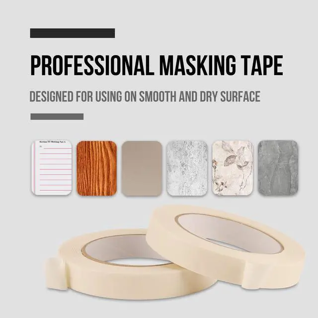 Alt view image 2 of 7 - Masking Tape 3/4 inch, 2 Pack General Purpose Masking Tape, White Tapes for Painting, Arts, Crafts, 3/4 inch x 55 Yards x 2 Rolls (110 Total Yards)
