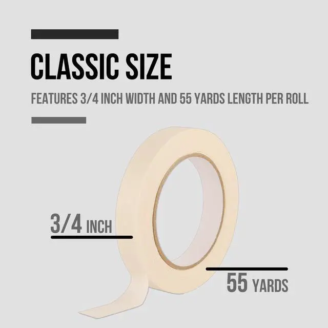 Alt view image 6 of 7 - Masking Tape 3/4 inch, 2 Pack General Purpose Masking Tape, White Tapes for Painting, Arts, Crafts, 3/4 inch x 55 Yards x 2 Rolls (110 Total Yards)