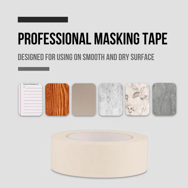 Alt view image 2 of 7 - Masking Tape Wide 1.5 inches, General Purpose Masking Tape Bulk Pack, 6 Rolls x 1.5 inches x 55 Yards (330 Total Yards)