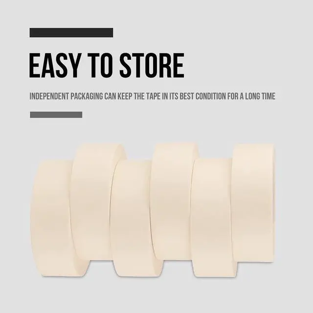 Alt view image 7 of 7 - Masking Tape Wide 1.5 inches, General Purpose Masking Tape Bulk Pack, 6 Rolls x 1.5 inches x 55 Yards (330 Total Yards)