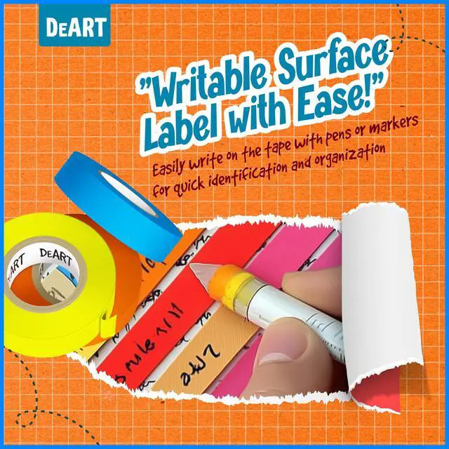 Alt view image 3 of 7 - Colored Masking Tape Painters Tape Writable 12, 8 or 6 Pack - 1 inch or 0.6 Inches for Arts & Crafts, Art Supplies, Whiteboard Tape Dry Erase Board Tape Craft Supplies (6, Large (20 Yd))