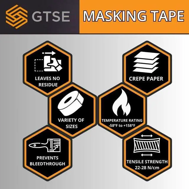 Alt view image 7 of 7 - Masking Tape, 2 Pack, 2 inches x 55 Yards (164 ft), General Purpose Beige Multi-Surface Tape for Painting, Labeling and Craft, 2 Rolls