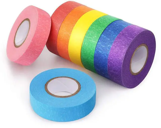 Main image of 8 Rolls Colored Masking Tape Rainbow Painters Tape, 0.6 Inch x 16 Yard
