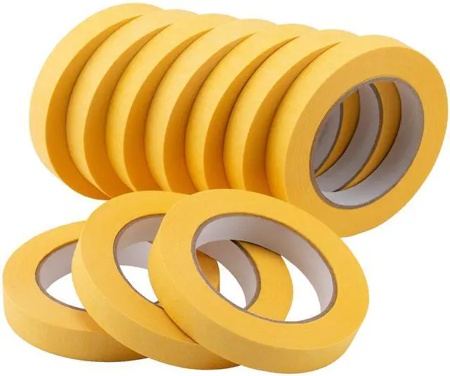 Main image of 10-Pack Automotive Refinish Masking Tape Yellow 18mm x 55m, Cars Vehicles Auto Body Paint Tape, Automotive Painters Tape Bulk Set 0.7-inch x 60 Yards x 10 Rolls