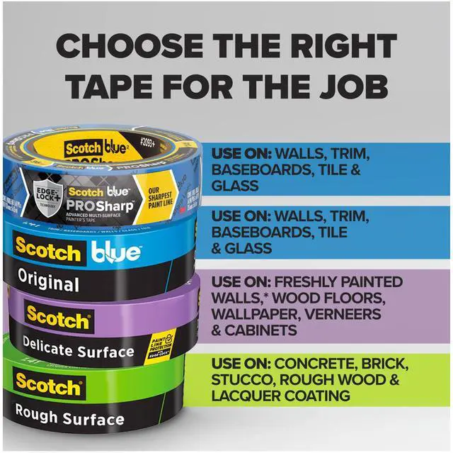 Alt view image 3 of 7 - Original Multi-Surface Painter's Tape 1 Inch Wide, 6 Rolls | 0.94 in x 60 yd, Blue Paint Tape, Protects Surfaces and Removes Easily, Painting Tape for Indoor and Outdoor Use