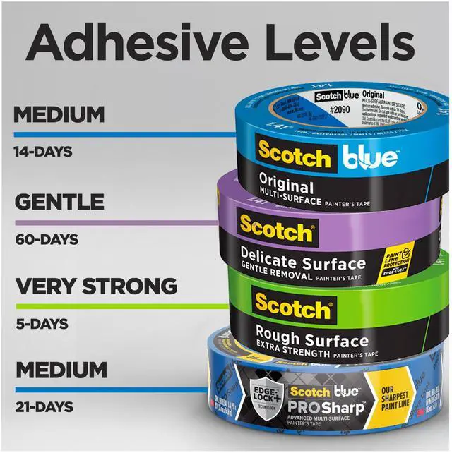 Alt view image 6 of 7 - Original Multi-Surface Painter's Tape 1 Inch Wide, 6 Rolls | 0.94 in x 60 yd, Blue Paint Tape, Protects Surfaces and Removes Easily, Painting Tape for Indoor and Outdoor Use