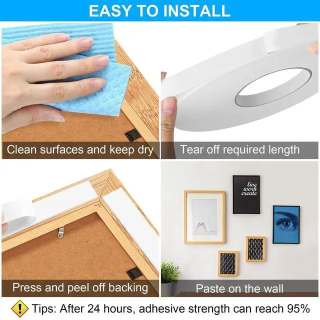Alt view image 5 of 7 - Double Sided Foam Tape 1.18In x 33FT, Mounting Tape Heavy Duty, Strong Adhesive Weatherproof Seal Strips for DIY Craft Picture Poster, Car & Gap Filling Mountings, Home Office Decor (White)
