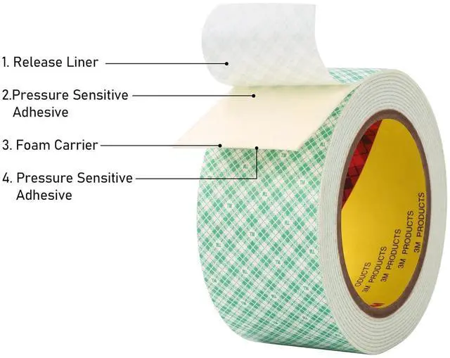 Alt view image 4 of 7 - 3M Double Sided Foam Tape 0.5" x 10Ft, 1 Pack, White