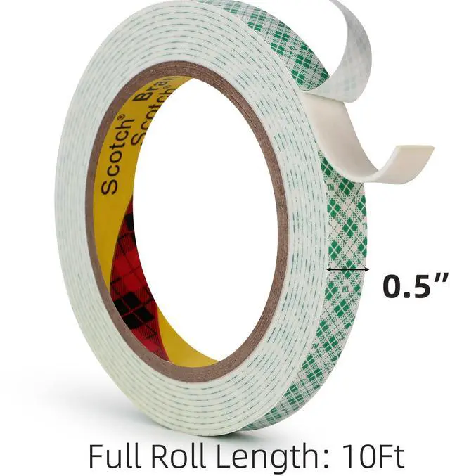 Alt view image 3 of 7 - 3M Double Sided Foam Tape 0.5" x 10Ft, 1 Pack, White