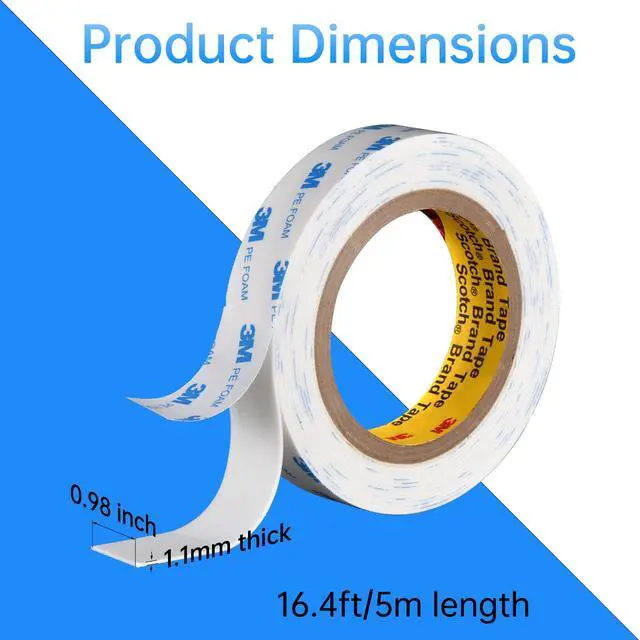 Alt view image 2 of 7 - Double Sided Foam Tape Heavy Duty 1 inch x16.5Ft | PE Strong Adhesive Tape | Vibration Resistant | for Indoor/Outdoor Paint Wall Mounting Picture Hanging Poster | Damage-Free (1in/25mm x16.5Ft)