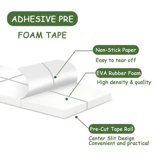 Alt view image 4 of 7 - 330 PCS Double Sided Foam Tape Pre Cut 1/2 X 2/5 Inch Small Adhesive Foam Squares for Crafts Thin Foam Craft Tape Split for Arts Crafts Sewing Scrapbook DIY Christmas (Tape, White)