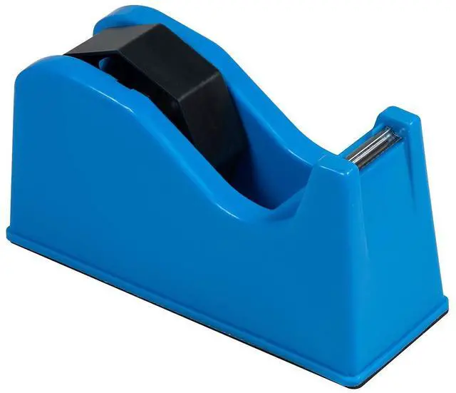 Main image of Desktop Tape Dispenser Adhesive Roll Holder (Fits 1" & 3" Core) with Weighted Nonskid Blue