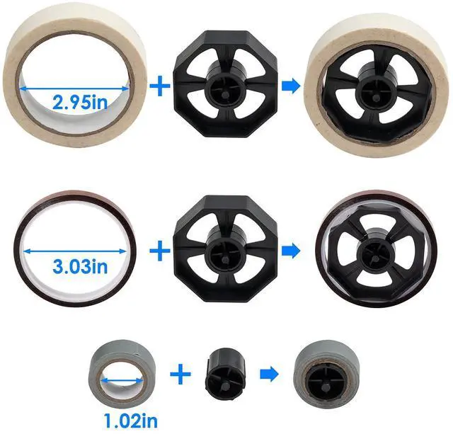 Alt view image 3 of 7 - Desktop Tape Dispenser Adhesive Roll Holder (Fits 1" & 3" Core) with Weighted Nonskid Blue