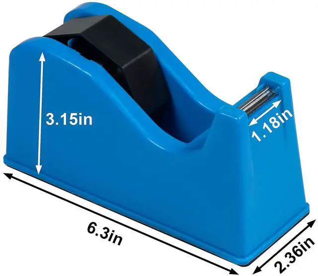 Alt view image 2 of 7 - Desktop Tape Dispenser Adhesive Roll Holder (Fits 1" & 3" Core) with Weighted Nonskid Blue