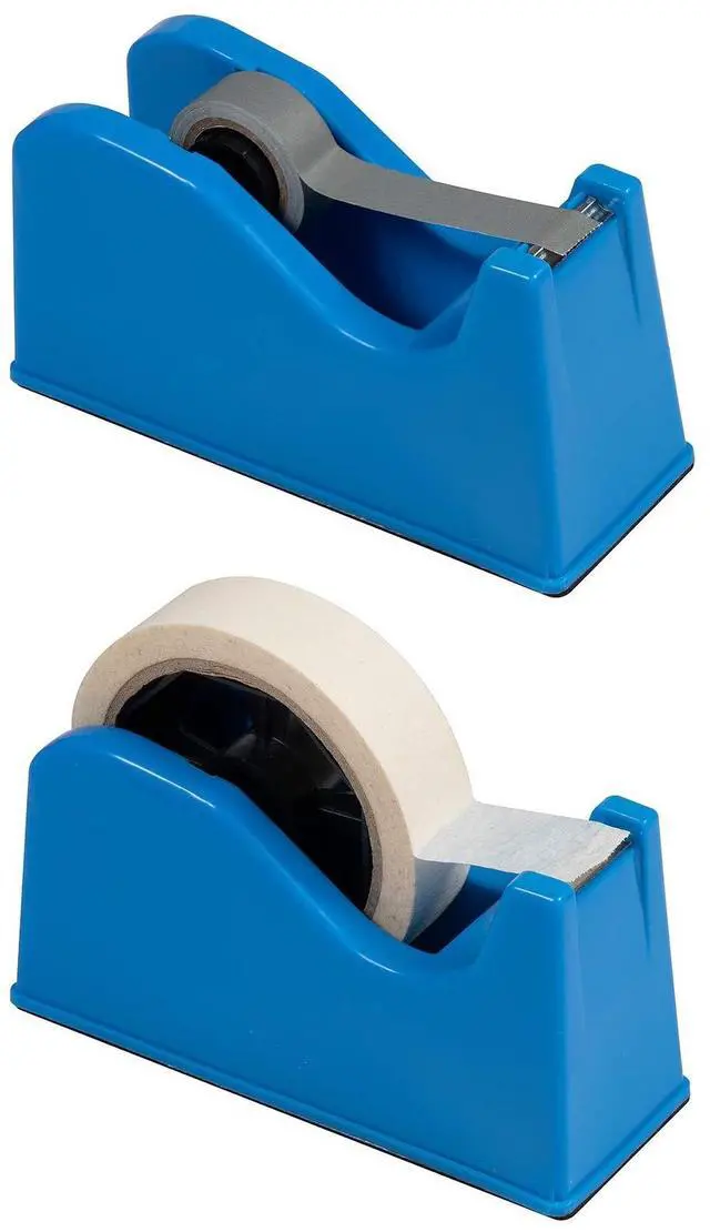 Alt view image 7 of 7 - Desktop Tape Dispenser Adhesive Roll Holder (Fits 1" & 3" Core) with Weighted Nonskid Blue
