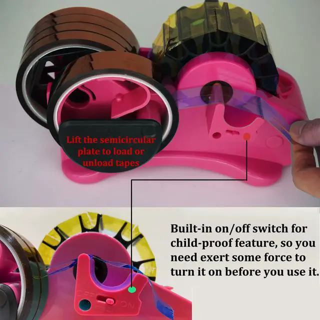 Alt view image 6 of 6 - Heat Tape Dispenser Sublimation - Multiple Roll Cut Heat Tape Dispenser 1" and 3" Core Double Reel Cores Sublimation for Heat Transfer Tape, Semi-Automatic Tape Dispenser with Compartment Slots