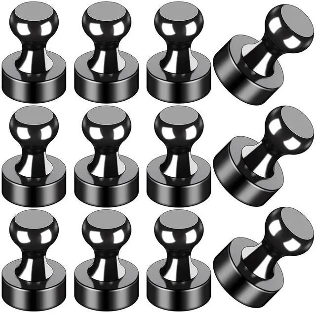 Main image of Fridge Magnets 12Pcs, Magnet for Refrigerator Whiteboard, Black