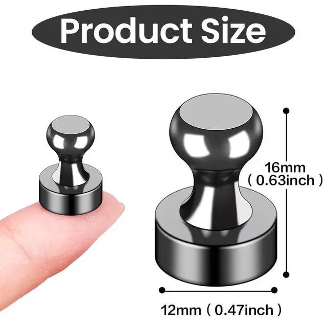 Alt view image 3 of 7 - Fridge Magnets 12Pcs, Magnet for Refrigerator Whiteboard, Black