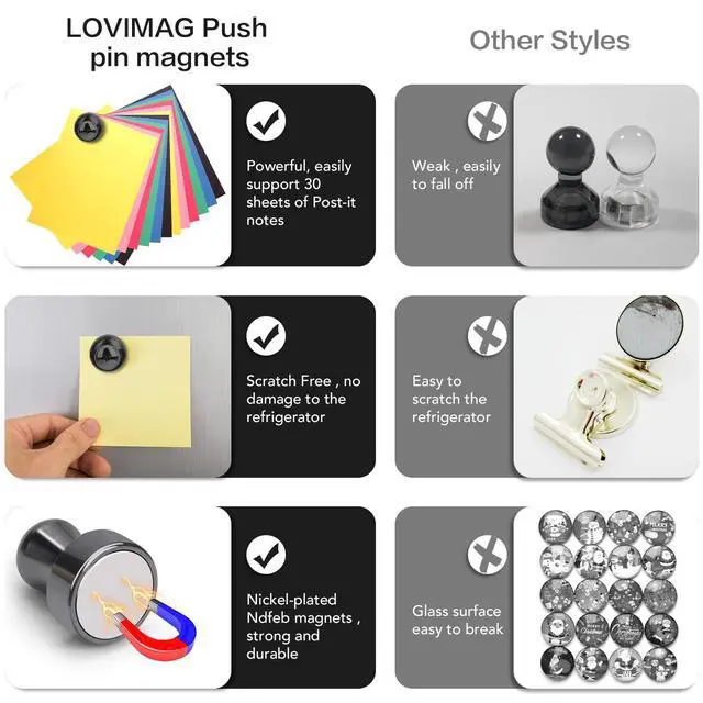 Alt view image 4 of 7 - Fridge Magnets 12Pcs, Magnet for Refrigerator Whiteboard, Black