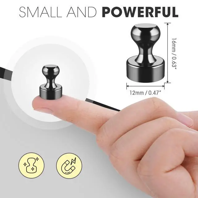 Alt view image 3 of 7 - 48 Pack Magnets for Whiteboard, Black Magnetic Push Pins