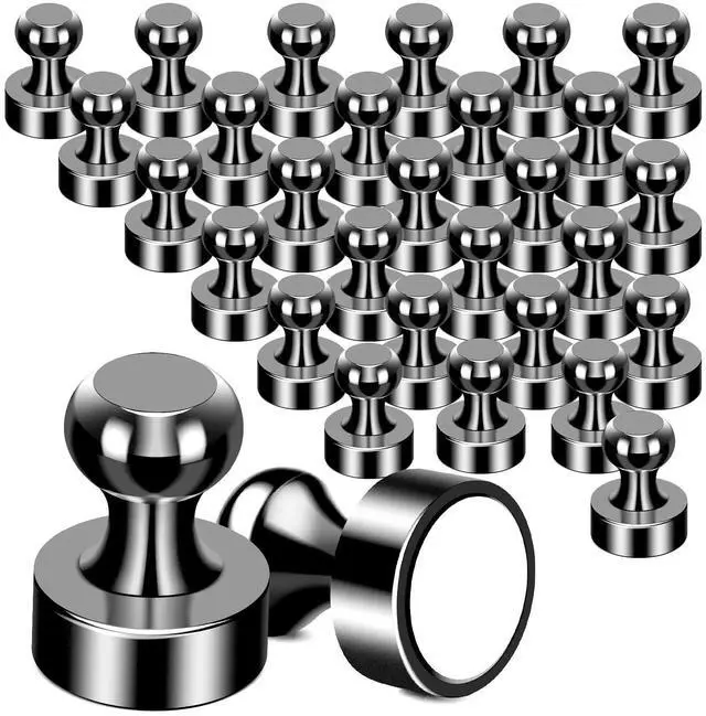 Main image of MIKEDE 30Pcs Fridge Magnets Refrigerator Magnet Strong for Pictures, Black