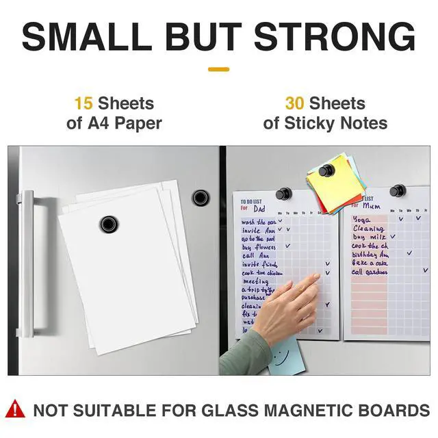 Alt view image 4 of 7 - MIKEDE 30Pcs Fridge Magnets Refrigerator Magnet Strong for Pictures, Black