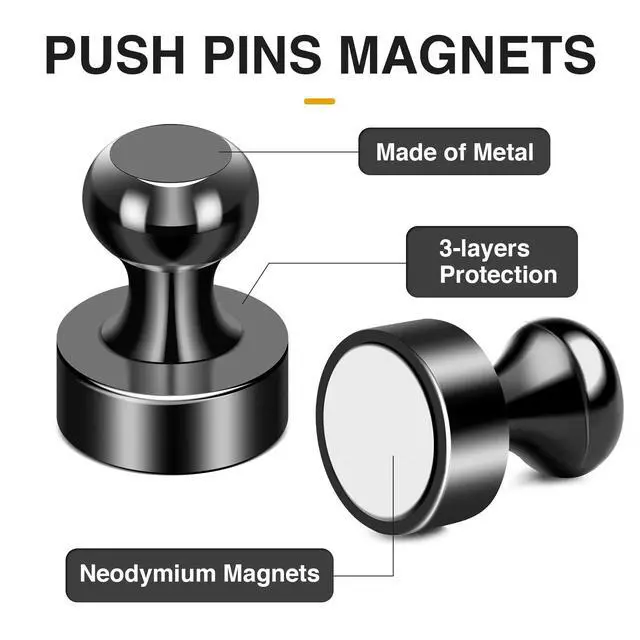 Alt view image 3 of 7 - MIKEDE 30Pcs Fridge Magnets Refrigerator Magnet Strong for Pictures, Black