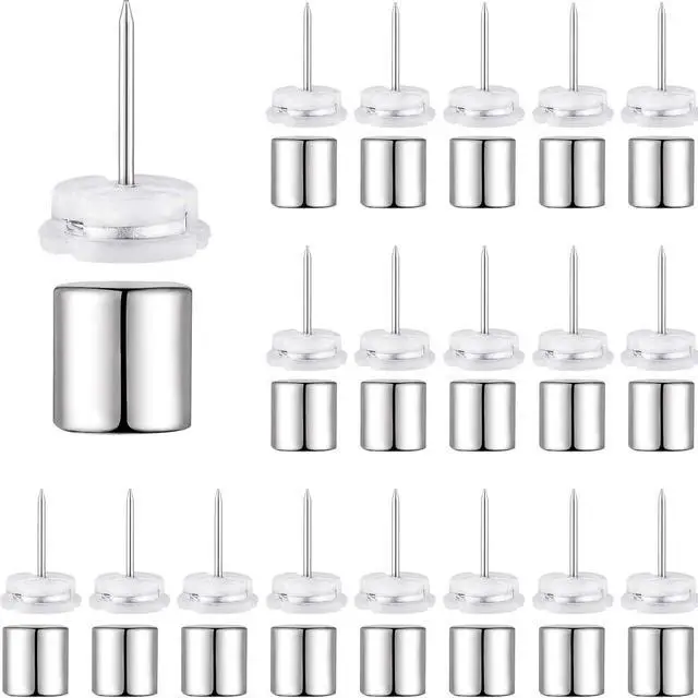 Main image of 20 Sets Magnetic Push Pin Magnet Thumb Tack Poster Hanger Thumb Tacks for Wall School Supplies Classroom Decoration Bulletin Boards (Silver)
