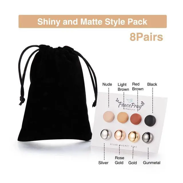 Alt view image 4 of 6 - 8 Pairs Premium Strong Hijab Magnetic Pins, No-Snag Multi-Use Hijab Magnets, Professional Pinless Magnetic Hijab Pins, Shiny and Matte Style Pack