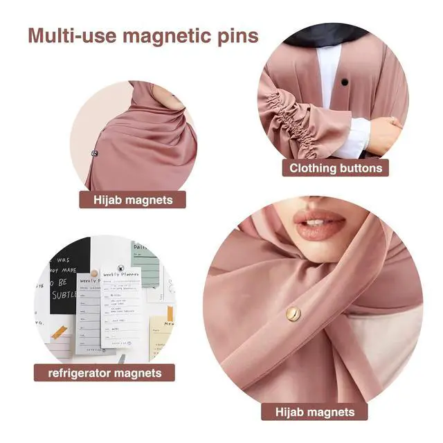 Alt view image 5 of 6 - 8 Pairs Premium Strong Hijab Magnetic Pins, No-Snag Multi-Use Hijab Magnets, Professional Pinless Magnetic Hijab Pins, Shiny and Matte Style Pack