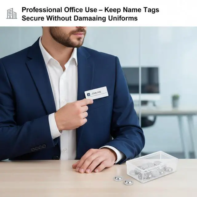 Alt view image 3 of 7 - 24 Pieces Name Tags Magnets Magnetic Name Badge Round Adhesive Magnetic Pin Backs for Clothes with Plastic Storage Box for Circle Badges(Diameter of 1.7 cm/ 0.67 inch)