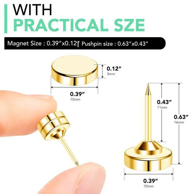 Alt view image 2 of 6 - Magnetic Push Pins, Gold Magnet Thumbtack, 20 Sets