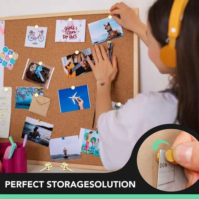 Alt view image 5 of 6 - Magnetic Push Pins, Gold Magnet Thumbtack, 20 Sets