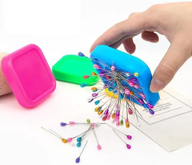 Alt view image 5 of 7 - 3Pcs Square Plastic Magnetic Pin Cushion Anti Loss Sewing Pin Needle Storage Holder Magnetic Push Pins Holder for Sewing Quilting DIY Projects, Pincushions Random Color