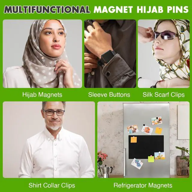 Alt view image 6 of 7 - Strong Magnetic Hijab Pins, 4 Pcs Matte Pinless Hijab Magnet Pin
