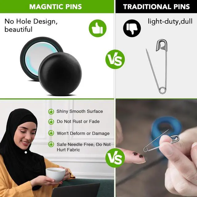 Alt view image 5 of 7 - Strong Magnetic Hijab Pins, 4 Pcs Matte Pinless Hijab Magnet Pin