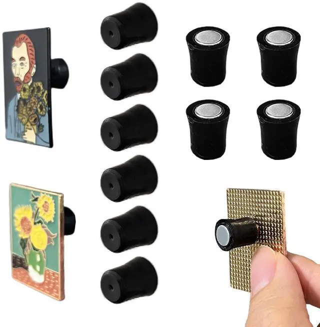 Main image of 12pcs Magnetic Pin Backs for Enamel Pins Convert Enamel Pins to Refrigerator Magnets Put Your Pins on Fridge for Seasonal Decor,Pin Gifts BlackNot Included Enamel Pins