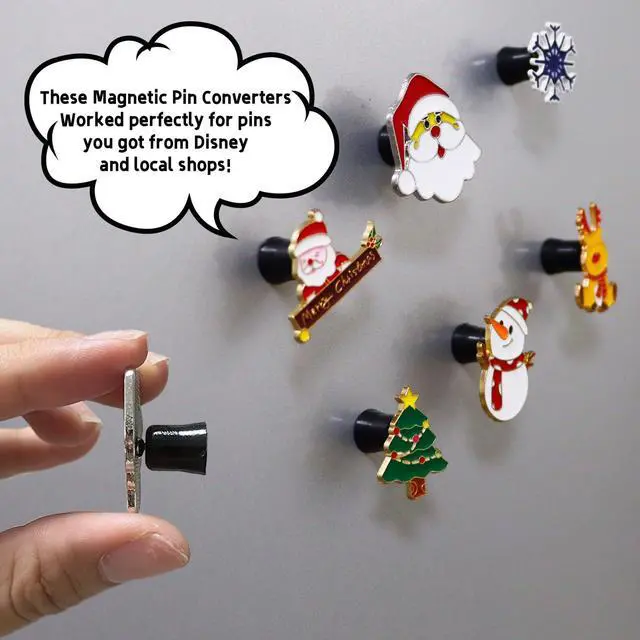 Alt view image 4 of 6 - 12pcs Magnetic Pin Backs for Enamel Pins Convert Enamel Pins to Refrigerator Magnets Put Your Pins on Fridge for Seasonal Decor,Pin Gifts BlackNot Included Enamel Pins