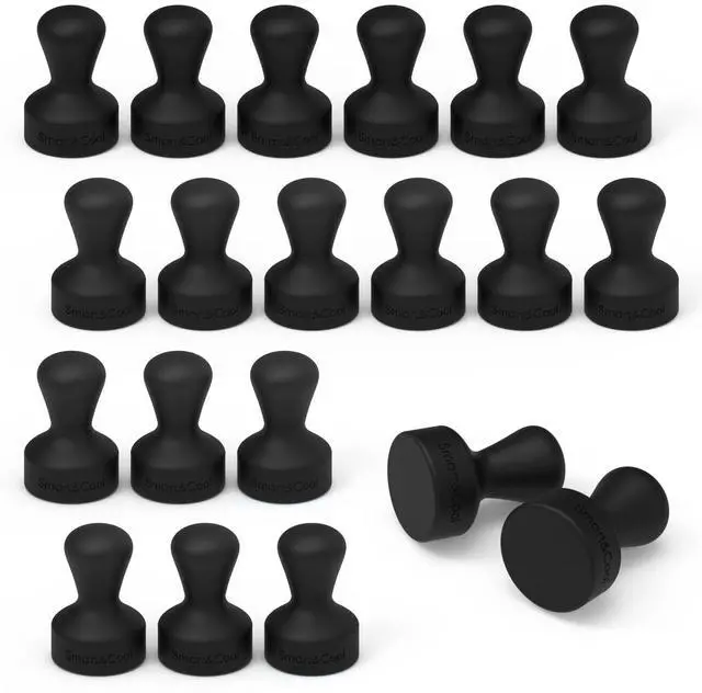 Main image of 20 Pack Silicone Anti Scratch Fridge Magnets, Black