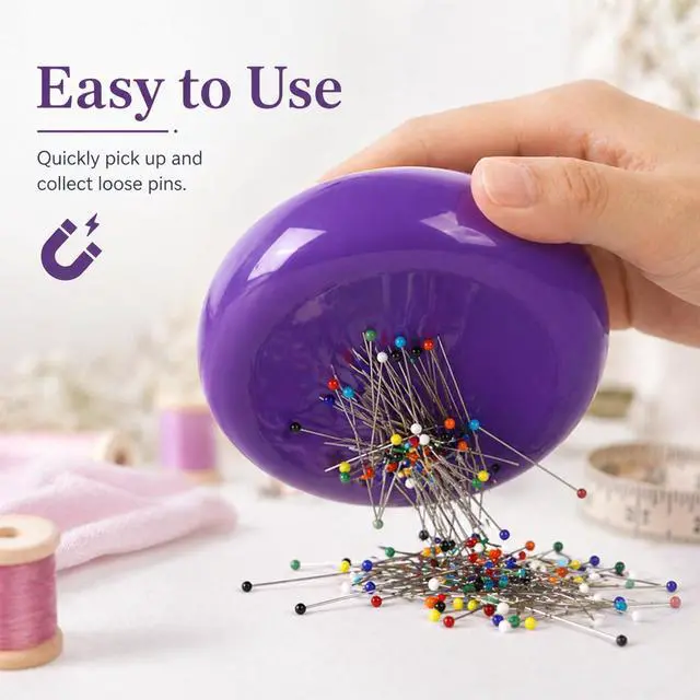 Alt view image 4 of 7 - Magnetic Pin Cushion with 100 Pins, Magnetic Pin Holder for Sewing