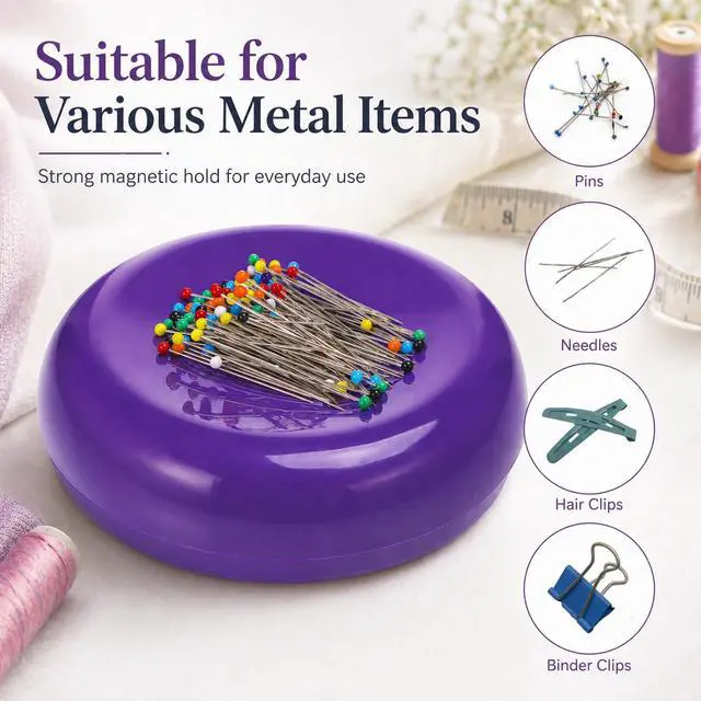 Alt view image 5 of 7 - Magnetic Pin Cushion with 100 Pins, Magnetic Pin Holder for Sewing