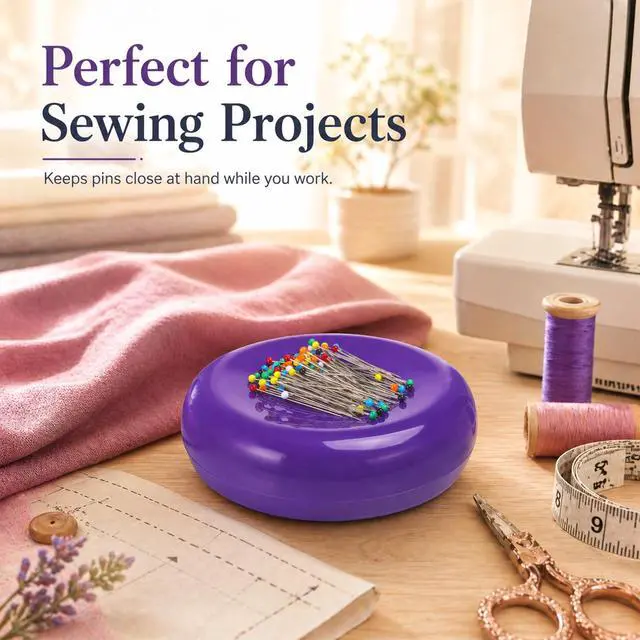 Alt view image 6 of 7 - Magnetic Pin Cushion with 100 Pins, Magnetic Pin Holder for Sewing