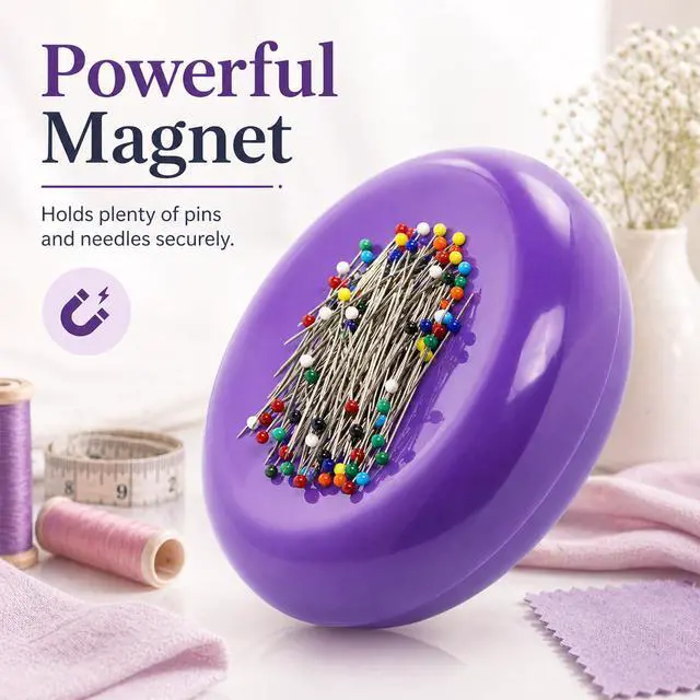 Alt view image 3 of 7 - Magnetic Pin Cushion with 100 Pins, Magnetic Pin Holder for Sewing