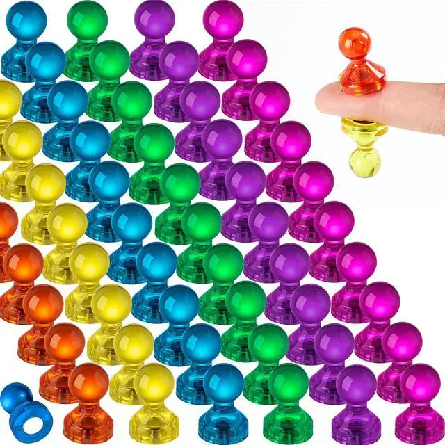 Main image of 66PCS Fridge Magnets, 6 Assorted Color Small Push Pin Magnets for Whiteboard, Kitchen, Office, School, Fridge, Map
