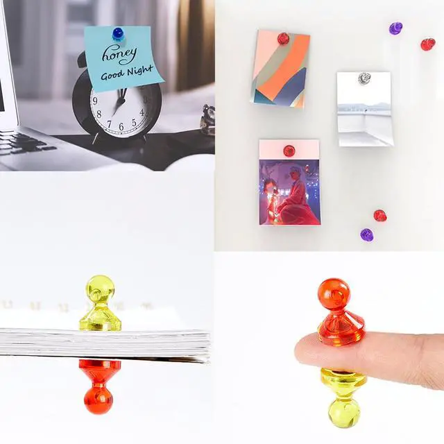 Alt view image 5 of 7 - 66PCS Fridge Magnets, 6 Assorted Color Small Push Pin Magnets for Whiteboard, Kitchen, Office, School, Fridge, Map