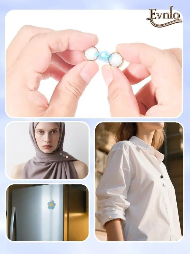Alt view image 3 of 6 - 12 Pairs Strong Hijab Magnets, Thin Pinless Magnetic Hijab Pins for Scarf, Shirt, Veil, Dress No-Snag Matte, Multi-Use for Women
