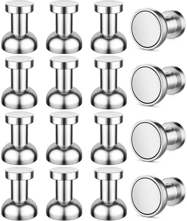 Main image of Fridge Magnets, Whiteboard Magnets, 16 Pack Silver