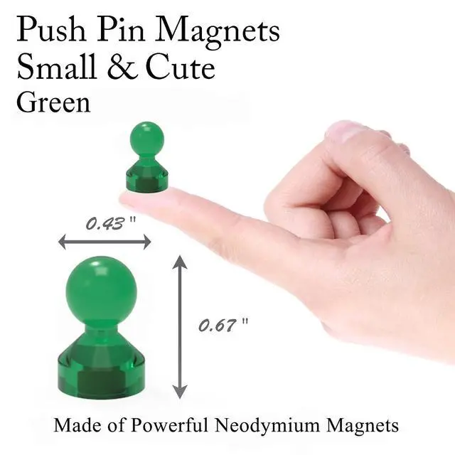 Alt view image 2 of 7 - Magnetic Push Pins Powerful Push Pin Magnets for Fridge Whiteboards Calendars Maps in School & Office Pack of 32,Green