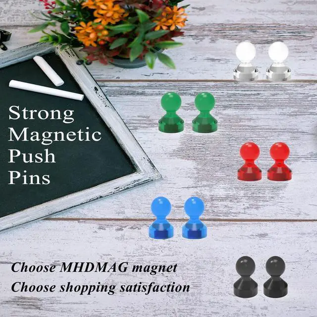 Alt view image 7 of 7 - Magnetic Push Pins Powerful Push Pin Magnets for Fridge Whiteboards Calendars Maps in School & Office Pack of 32,Green