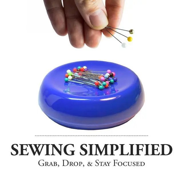 Alt view image 4 of 7 - Magnetic Sewing Pincushion with 50 Plastic Head Pins Magnet Pin Organizer for Quilting, Embroidery, Needles, Bobby Pins, & Craft Storage, Blue